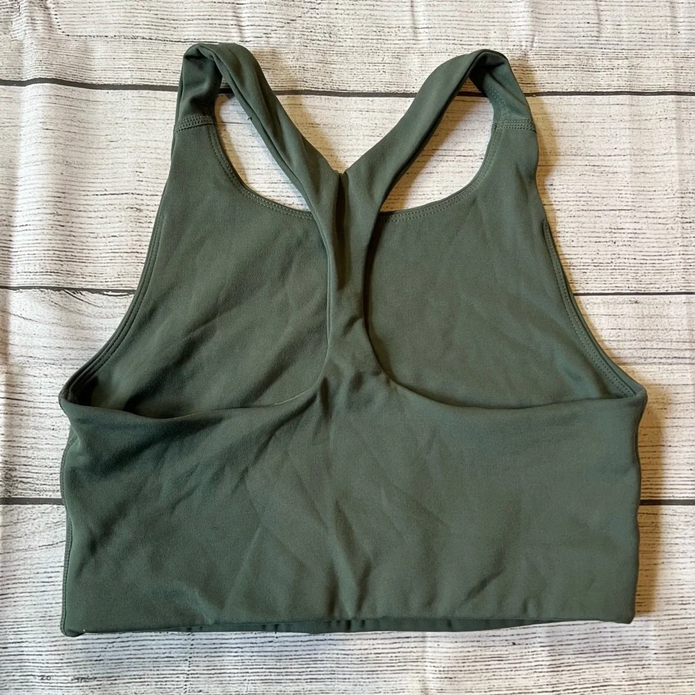 Girlfriend Collective Halter Racerback Sports Bra Green Size Small